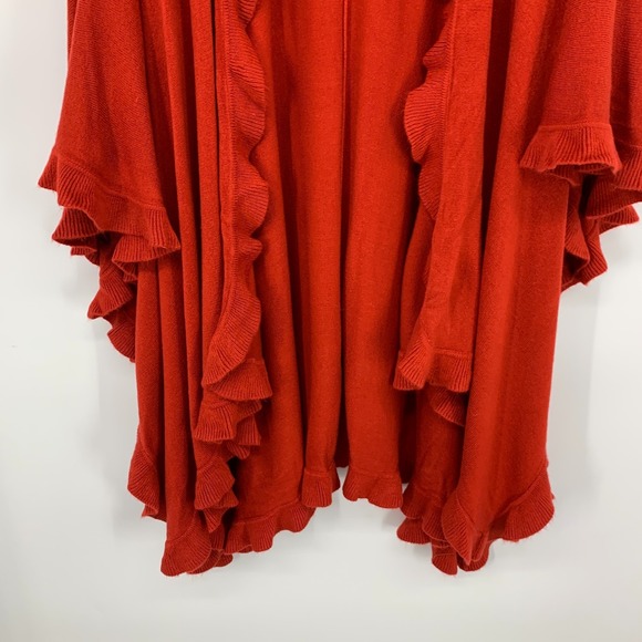 Collection Eighteen Cardigan Womens One Size Red Open Ruffle Waterfall Cape NWT - Picture 5 of 10
